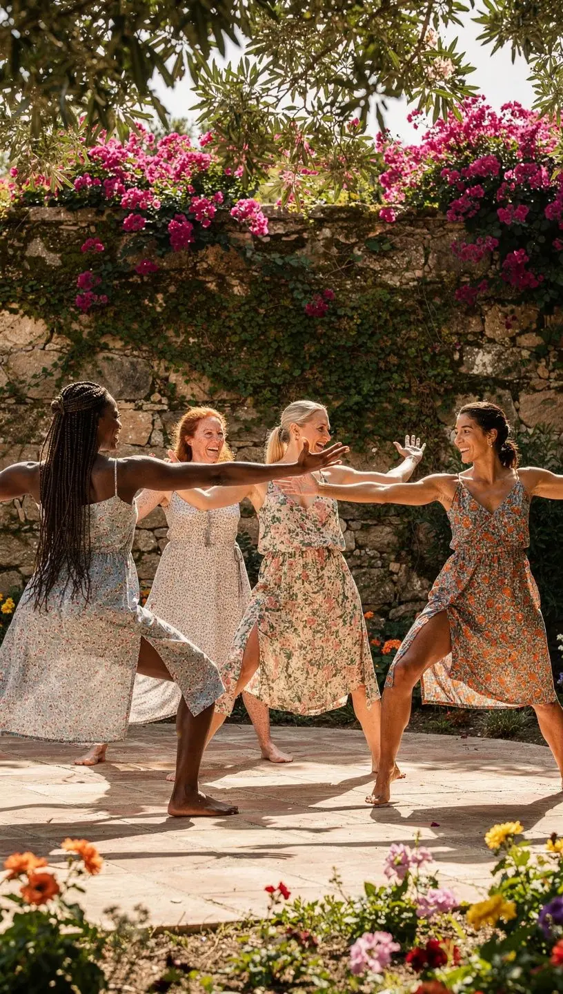 Grupo de personas realizando ejercicios de yoga, transmitiendo energía positiva y apoyo mutuo.